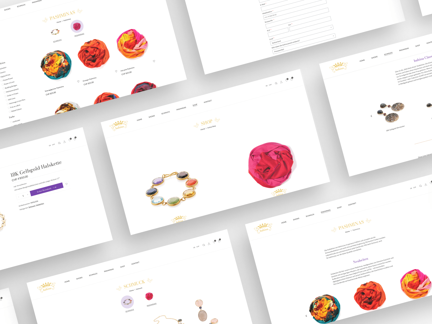 Bildcollage des neuen bahina-Webshops auf verschiedenen Geräten